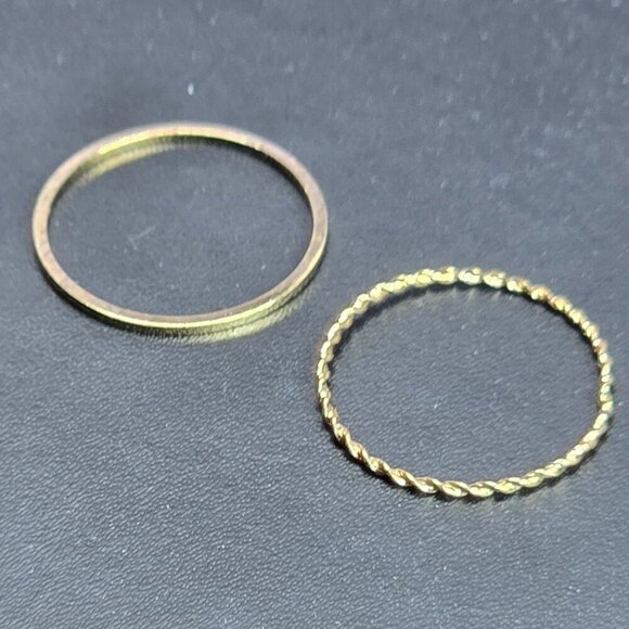 Golden Twisted & Smooth Stacking Rings Set Size 8 (NWOT)‎ - Picture 4 of 5